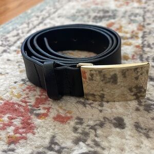 J.Crew Black Solid Buckle Leather Belt